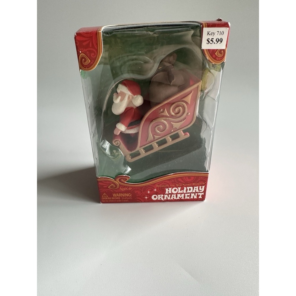 2013 Forever Fun Rudolph the Red-Nosed Reindeer Santa Sleigh CHRISTMAS ORNAMENT